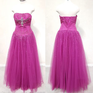 Hand Decorated Fuchsia Formal Dress/Evening Gown